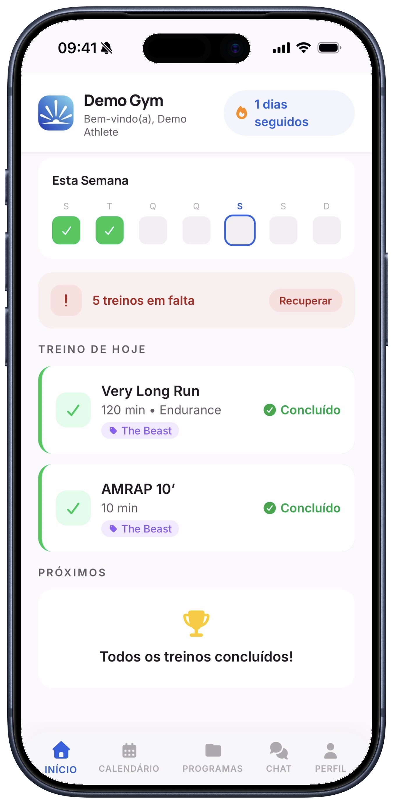 In&iacute;cio do Atleta
