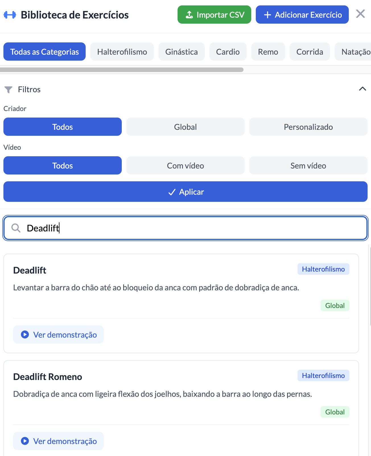 Lista de Exerc&iacute;cios