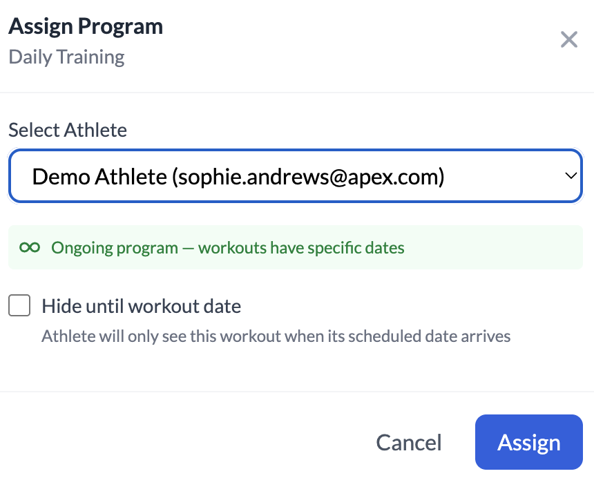 Ongoing program assignment